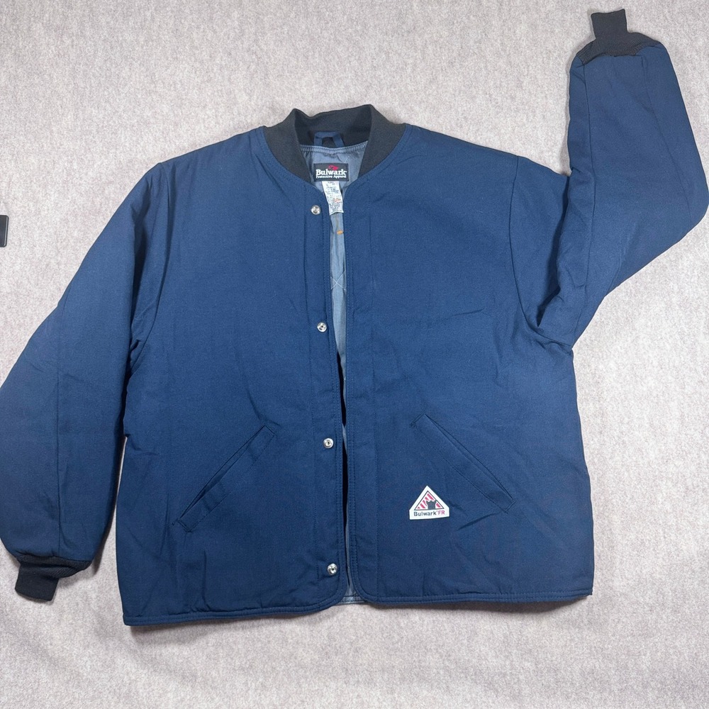 Bulwark Jacket Mens XL Navy Blue Flame Resistant Nomex IIIA Kevlar Workwear
